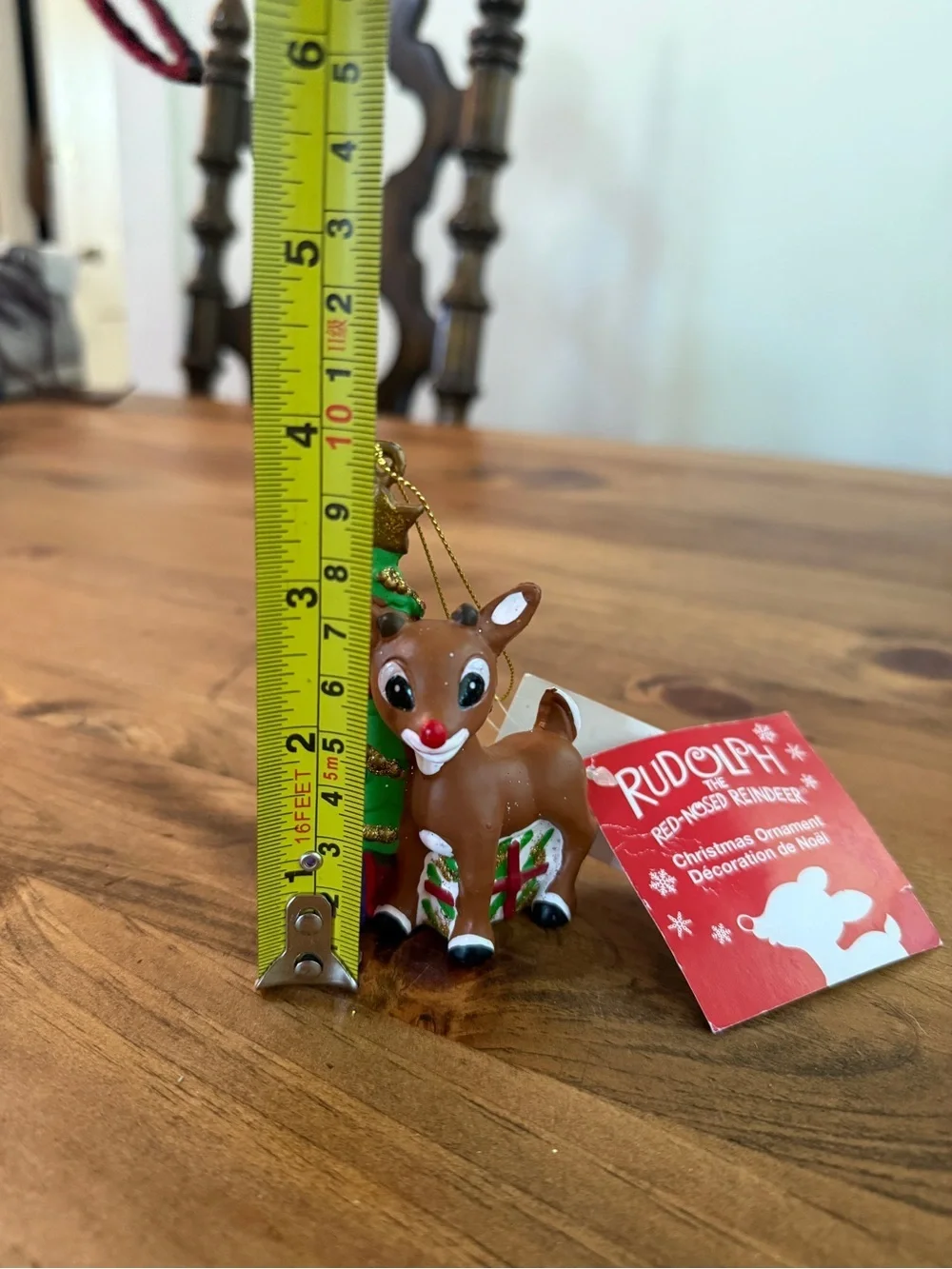 Rudolph Reindeer Christmas Tree Ornament - Brown & Green